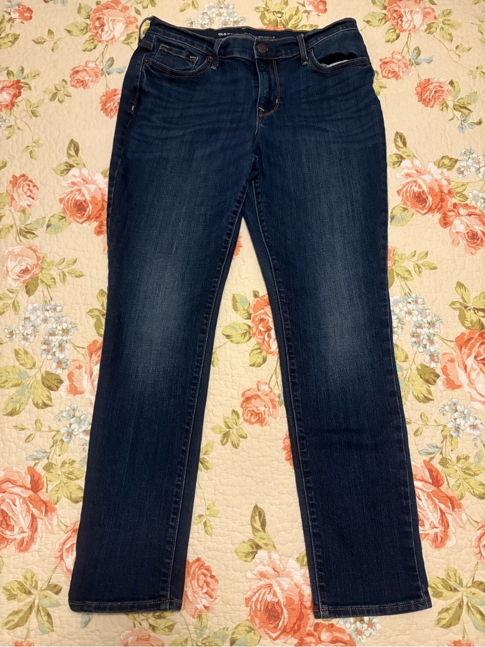 Old Navy Curvy Profile Straight Jeans Womens 8 Short Dark Wash Denim Mid Rise